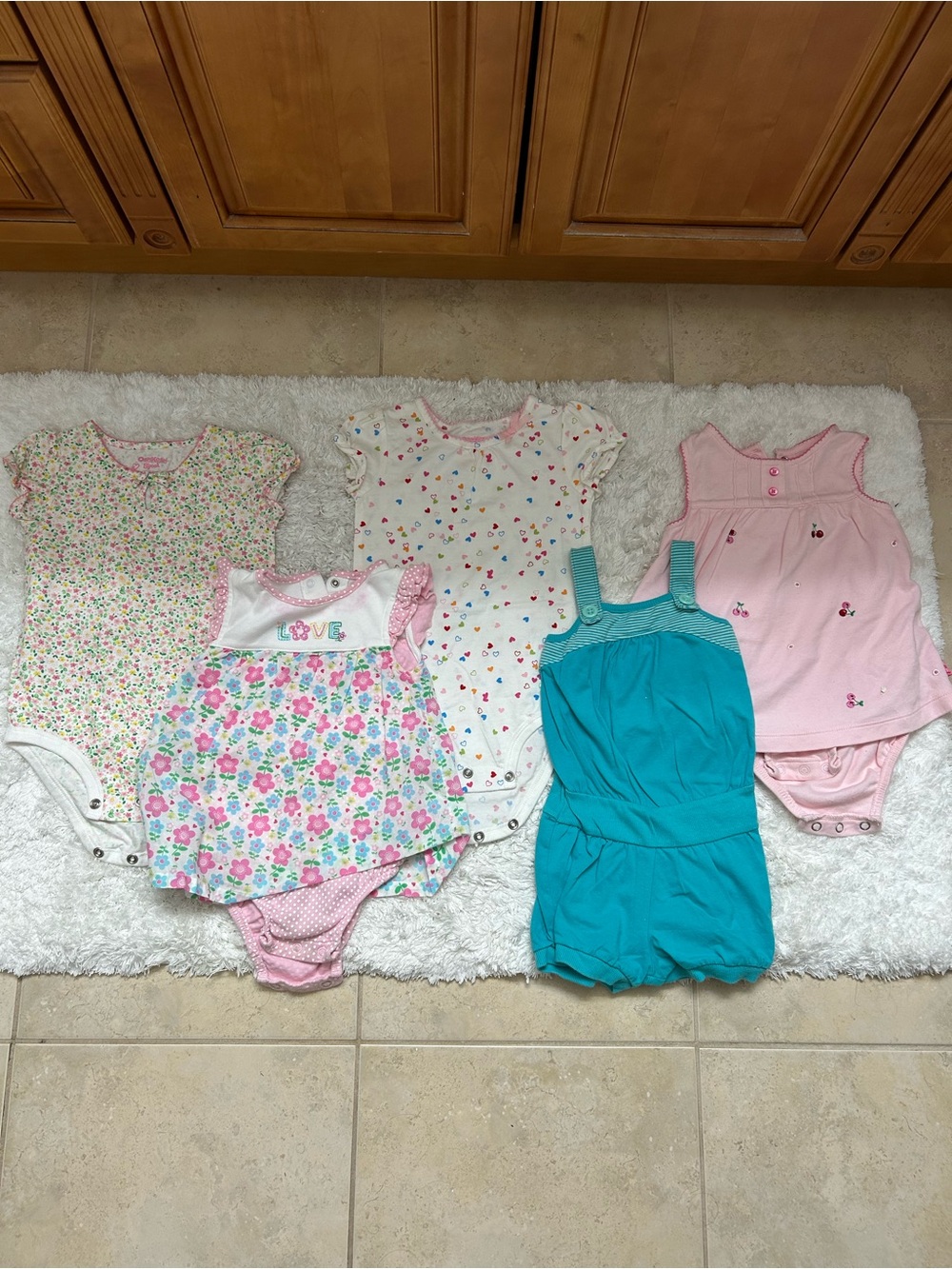 Bundle of 5 Baby Girls Onesies and Romper -  18M
